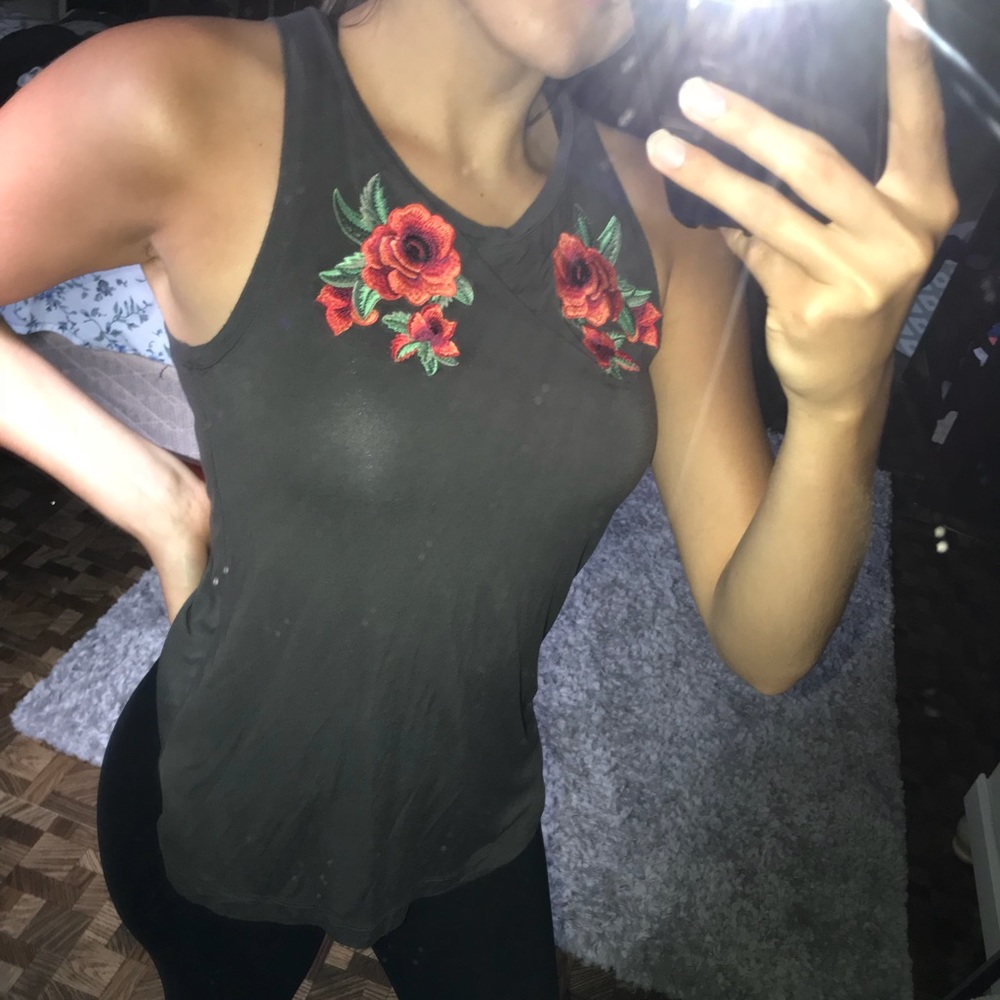 American Eagle Embroidered Tank Top